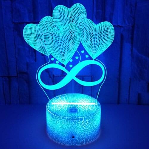 LED 3D Night Light 7 Color Change Heart Shape USB Table Desk Lamp for Home Bedroom Decor Creative Gift