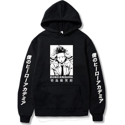 Harajuku Hoodie Anime My Hero Academia Kirishima Eijiro Printed Men/women Streetwear Pullover Long Sleeve Oversized Sweatshirt