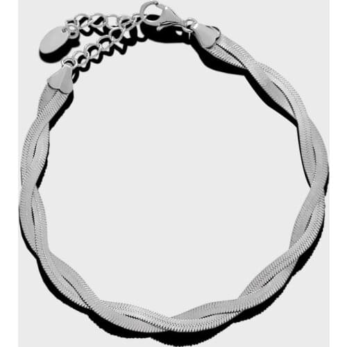 Twist flat snake bone chain bracelet female S925 sterling silver cold wind European blade chain bracelet for Women Unisex Gifts