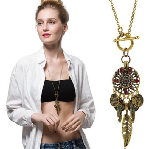 Vintage Gold Boho Ethnic Collar Choker Necklace & Earring Sets Gypsy Leaf Maxi Beads Statement Necklace Women Tribal Jewelry