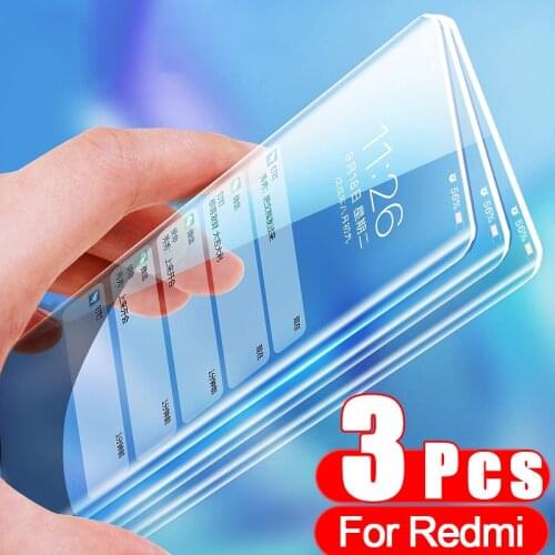 3Pcs Full Tempered Glass For Xiaomi Redmi Note 9 8 7 6 Pro Screen Protector For Poco X3 Nfc M3 M2 F2 Pro Mi 10T Pro Glass Film