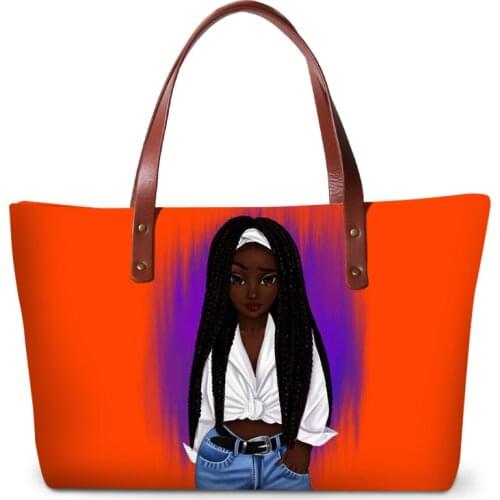 Custom Logo Womens Totes Bag African Girl Sublimation Printing Handbag For Women Designer Brand Large Female Shopping Hand Bags