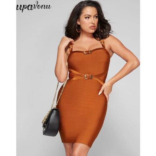 Free Shipping 2020 New Womens Solid Color Bandage Dress Sexy Spaghetti Strap Halter Bodycon Dress Celebrity Club Party Dresses
