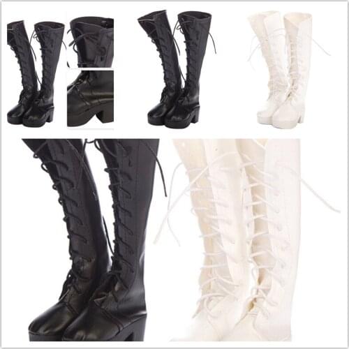 1 Pair 60cm Doll Casual Cute Long Boots Doll Accessories Black White Fashion PU Shoes For Doll Toy
