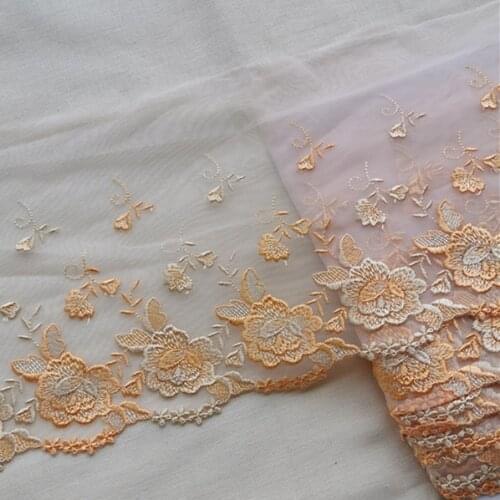 14Yards/Lot High Quality Embroidery Elastic Tulle Lace Trim Mesh Lace Ribbon Sewing DIY Cloth