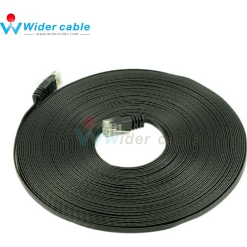 15m 8P8C Ultra Flat CAT6 Patch cord Ethernet Lan Cable For Internet Black Color 1.1mm Thickness