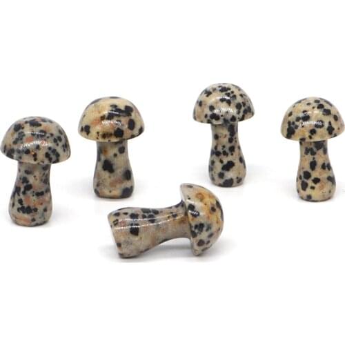 2pc Natural Gemstone Dalmation Jasper Crystal Hand Carved Stone Mushroom Reiki Healing Decor