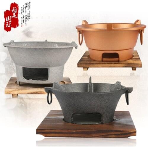 Cast iron charcoal carbon barbecue stove alcohol BBQ oven roast meat seafood Japanese Korean health grill wooden tray set