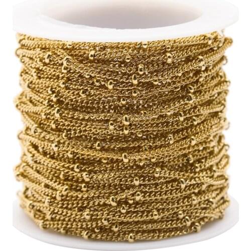 Ckysee 10Yards/Roll 1.5/2mm Gold Silver Color Stainless Steel Ball Beaded Bulk Chain Necklace For Bracelet Diy Jewelry Findings