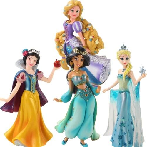19-20.5cm Disney Princess Jasmine Elsa Tangled Snow White Rapunzel PVC Action Figure Mode Toys Doll Kids Gifts