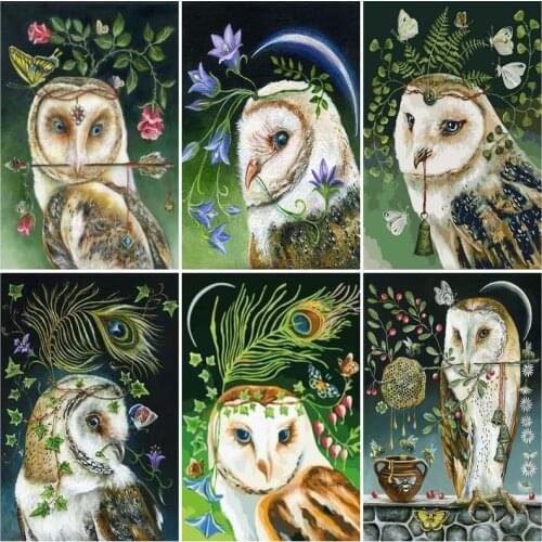 GATYZTORY Paint By Number Owl Animal Drawing On Canvas Handpainted Painting Art Gift DIY Coloring By Number Kits Home Decor