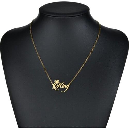 Custom Personalized Stainless Steel Necklaces With Crown Diamond Fashion Jewelry Nameplate Custom Necklaces For Women Men Gifts