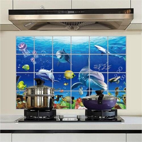 Kitchen anti-oil supplies marine organism stickers classify wallpaper Home Improvement household supplies