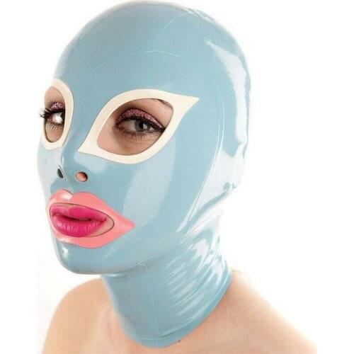 Latex Hood Back Zipper Rubber Mask for Beautiful Girl Club Party Wear Costume adult toy