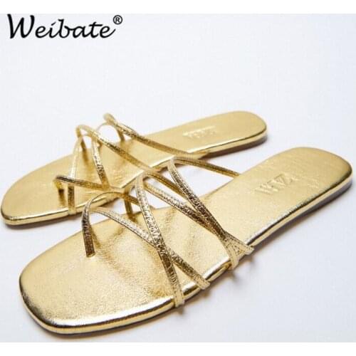WEIBATE Summer Flat Heels Wear Slippers Foot Ring Belt Roman Sandals Flat Womens Shoes Slippers Low Heel Casual Slippers Beach