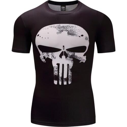 Summer Mens Fashion T Shirt Sportswear 3D Punisher Skull Fitness Sport T-Shirt Speed Dry Tops -40