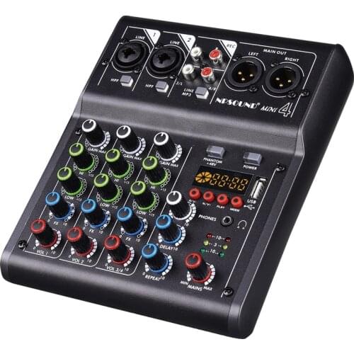Mini 4 audio mixer with power amplifier and USB reverberation digital mixing console effect conference stage performance mixer