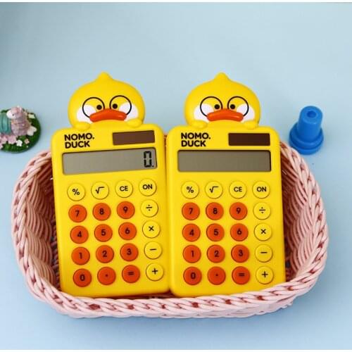 Solar Mini Calculator Fashion Creative Cute Office Calculator Cartoon Student Use Mini Portable Large Screen Dual Power Supply