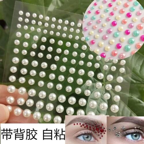 Fashion Tattoo Diamond Makeup Eyeliner Eyeshadow Eyes Makeup Face Pearls Stickers Imitation Pearls Acrylic Self Adhesive