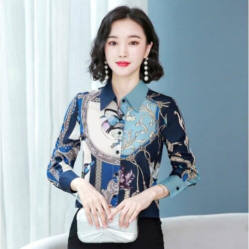 Fashion Chiffon Shirt Female 2021 Spring New Style Jacket Design Long Sleeve Button Up Shirt Long Sleeve Ladies Tops