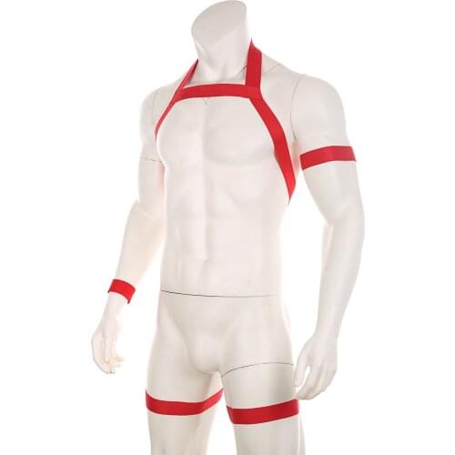 Men Harness Straps Sexy Halter Neck Bondage Lingerie Leg Ring Belt Elastic Erotic Fetish Costume Hombre Clubwear