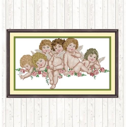 Little Angel Counted Cross Stitch Kits 14CT Printed Canvas 11CT DIY for Needlework Set for Embroidery Kit Home Decoration Crafts