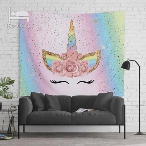 Unicorn Rainbow Wall Tapestry Printed Hanging Tapiz Customized Tapestries Living Room Decor Wall Cloth Print Photo
