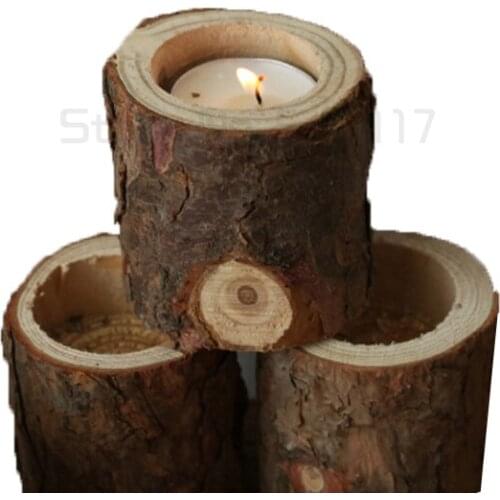Original ecological retro nostalgic stump wood Candlestick Photo Props Korean ornaments natural wood creative versatile