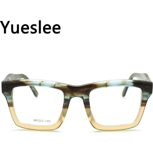 49528 Acetate Retro Anti Blue Light Square Glasses Frame Men Women Optical Fashion Computer Eyeglasses