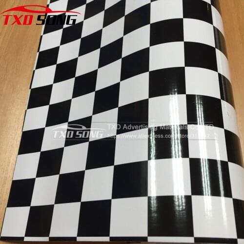 50cm*200cm Black White Grid Camouflage Vinyl Film Racing Motor Sport Checkered Flag Sticker Decal Car Motorcycle Scooter Wrap