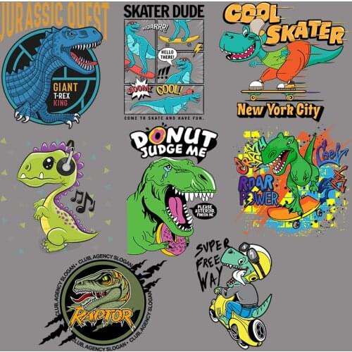 Suitable for DIY decoration childrens clothing cartoon animal funny dinosaur print sticker washable heat transfer