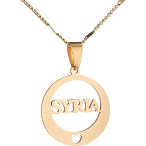 Stainless Steel Alphabet Syria Pendant Necklaces Syrians Round Pendant Jewelry Gifts