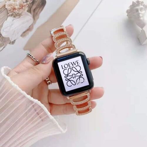 HOT Stainless Steel Watchband for Iwatch 40/44mm Women Diamond Bracelet for Apple Watch 42/38mm SE Series 6 5 4 3 2 1 Wristband