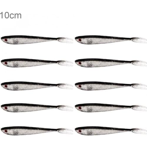 10pcs/lot Gray Anti-bite Saltwater / Freshwater Fishing Soft Lures For Carp Erythrina Fluke Fly Fishing Bait Tackle