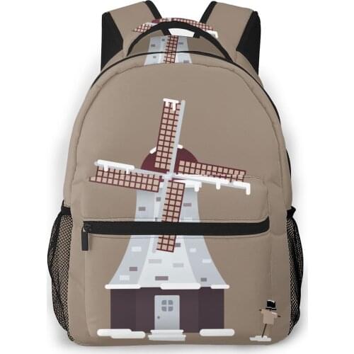 OLN Backpack Women Shoulder Bag For Teenage Girls Cute Snowday Windmill Bagpack Female Ladies School Backpack