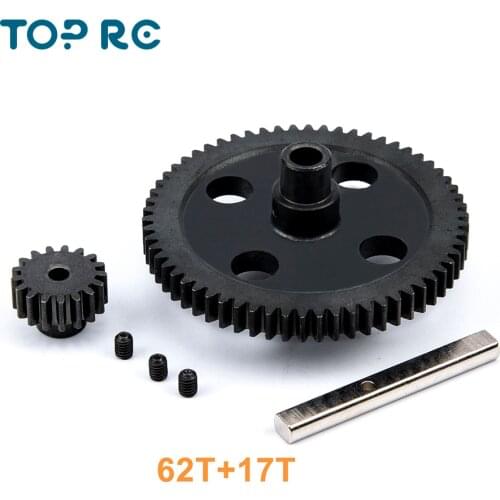 Steel Metal Spur Diff Gear 62T Reduction & 17T Pinion Motor Gear 0015 0088 For WLtoys 12428 12423 1/12 RC Car Crawler Part