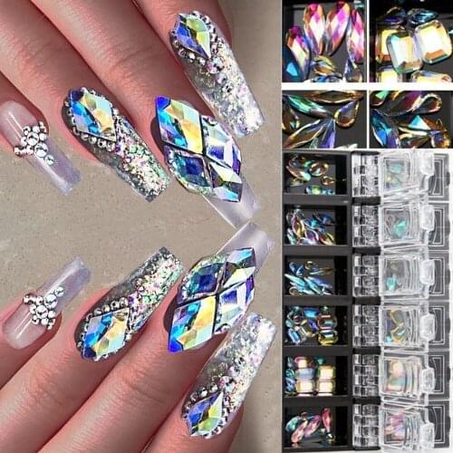 3D AB Diamond Gems Nail Glitter Rhinestone Glass 12 Boxs/Set Crystal Nail Art Decor nail art decorations ozdoby do paznokci