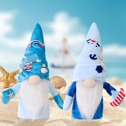 T84E Summer Ocean Gnome Starfish Tomte Nisse Scandinavian Swedish Elf Home Farmhouse Kitchen Decor Shelf Tiered Tray Decorations