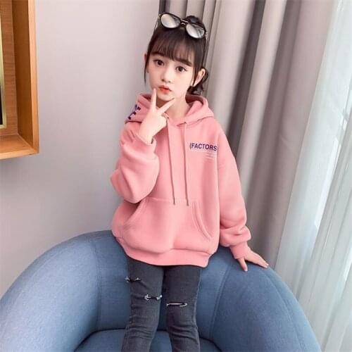 Girls' Hoodies Sweatshirts Kids Underwear 2021 Letters Plus Velvet Thicken Winter Autumn Jacket Cotton Outdoor Childrens Clothi