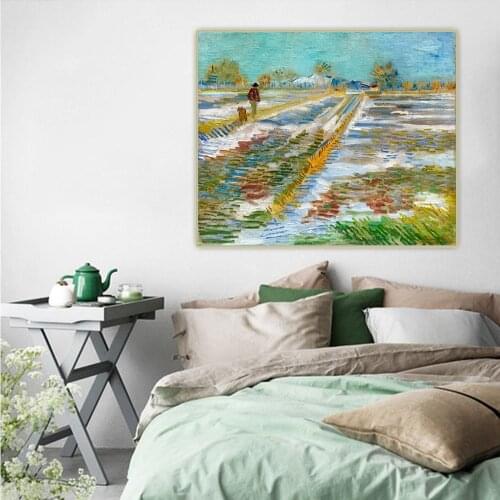 Van Gogh《Landscape with Snow》Canvas Oil Painting Artwork Aesthetic Picture Poster Wall Hanging Decor Home Living Room Decoration
