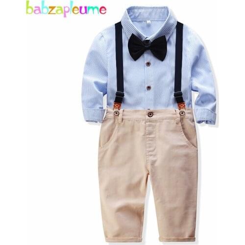 2Piece/Spring New born Baby Clothes Set Fashion Stripe Long Sleeve Cotton Gentleman T-shirt+Pants Infant Boys Clothing BC1654-1