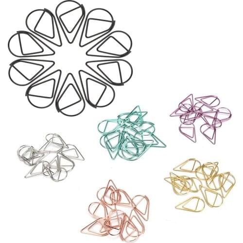 XRHYY 18PCS 6Color Paper Clips Smooth Stainless Steel Drop-Shaped Paper Clips For Office Supplies Students Decorations ( S/M/L)