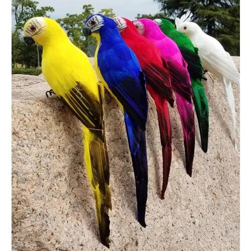1PCS 25cm/35cm Artificial Feather Color Parrot Decoration Ornament Craft Foam Simulated Birds Home Garden Party Wedding Decor