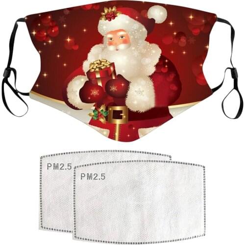 1PC Christmas Party Mask For Adult Women And Men Reusable Colorful Fabric Face Mask Fashion Neutral Washable Mask 2pc Filter #30