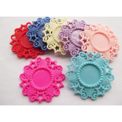 10pcs 8 Colors Flatback Resin Star Charm Finding,Filigree Border Base Setting Tray,for 25mm Cabochon/Cameo