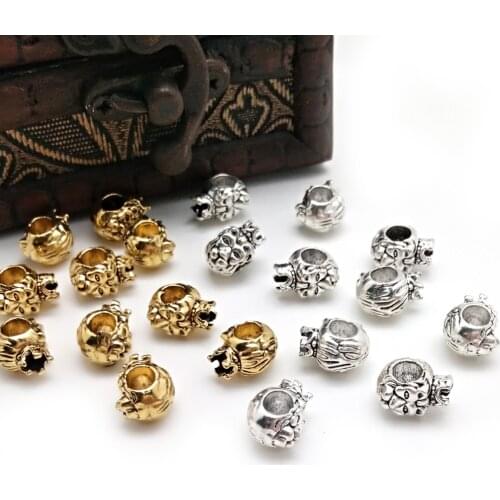 10pcs 8x13mm Gold Lion Head Crown Metal Beads Zinc Alloy Beads For Bracelet DIY Jewelry Findings Supplies