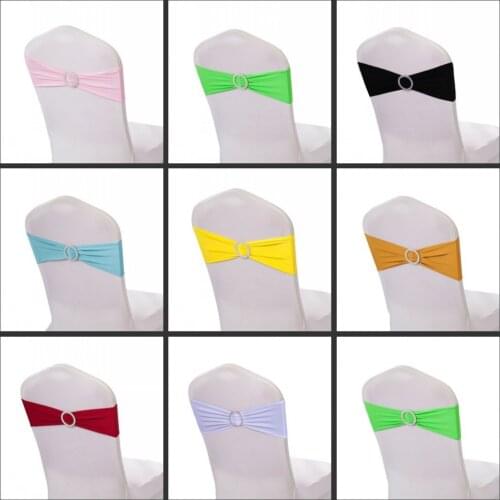 100 pcs/lot Lycra Chair Sash with Buckle Elastic Chair Ties for Weddings Decor Party Chairs Cover Supper Free shipping