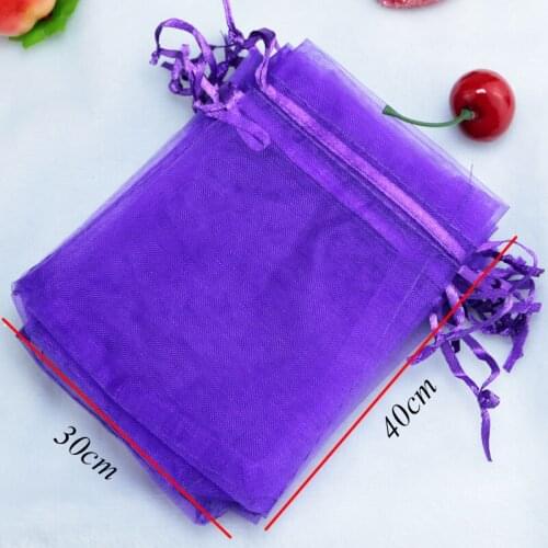 100pcs/lot Deep Purple Organza Jewelry Bags 30x40cm Big Drawstring Gift Bag Wedding Cosmetics Jewelry Packaging Bags & Pouches