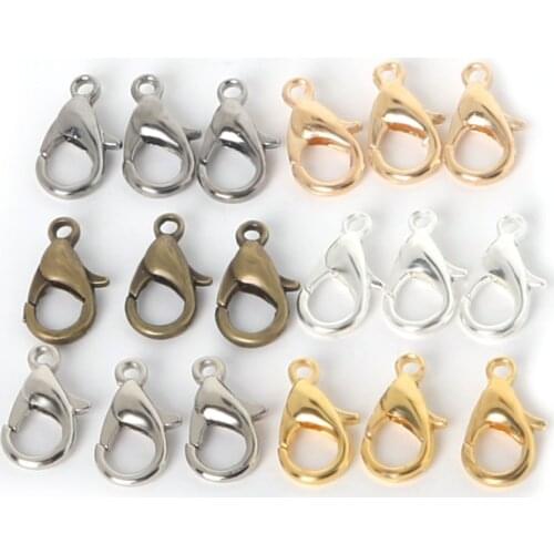 20pcs Wholesale Metal Antique Bronze Gold Rhodium Lobster Clasps Hooks for DIY Necklace & Bracelet Jewelry Making Supplies