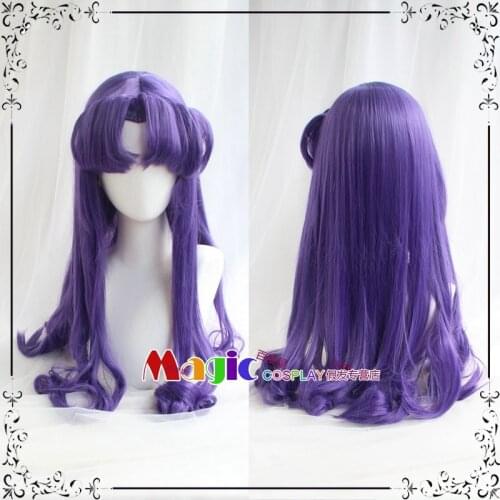 30CM Anime EVA Captain Katsuragi Misato Cosplay Wig Styled Long Purple Curly Women Cute Heat Resistant Synthetic Hair